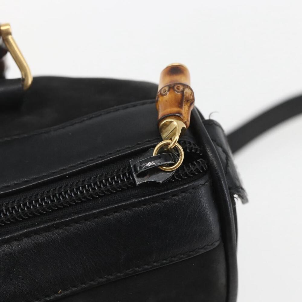 GUCCI Bamboo Hand Bag Suede 2way Black Gold 000 3444 0294 Auth 161026 - Picture 10 of 16